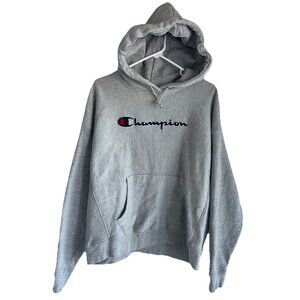 Champion Reverse Weave Hoodie Womens XL Gray Embroidered Logo Spellout
